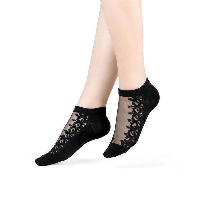 Sexy Lace Mesh Socks Transparent for women Ankle Thin Socks - Mubimart