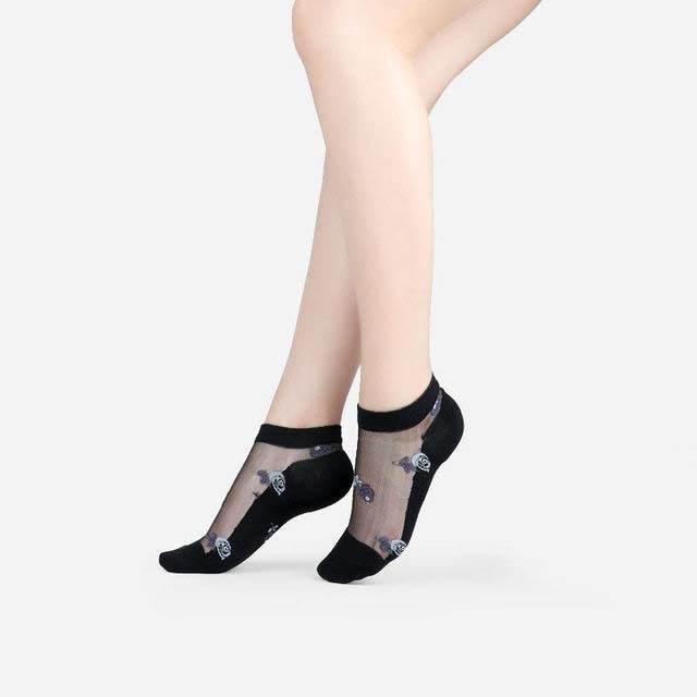 Sexy Lace Mesh Socks Transparent for women Ankle Thin Socks - Mubimart