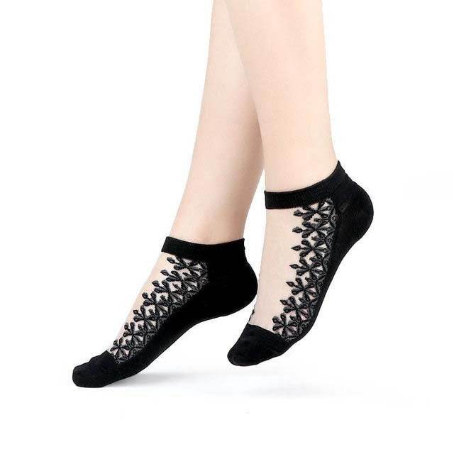 Sexy Lace Mesh Socks Transparent for women Ankle Thin Socks - Mubimart