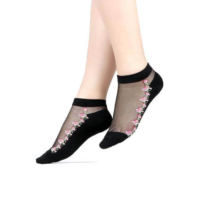 Sexy Lace Mesh Socks Transparent for women Ankle Thin Socks - Mubimart
