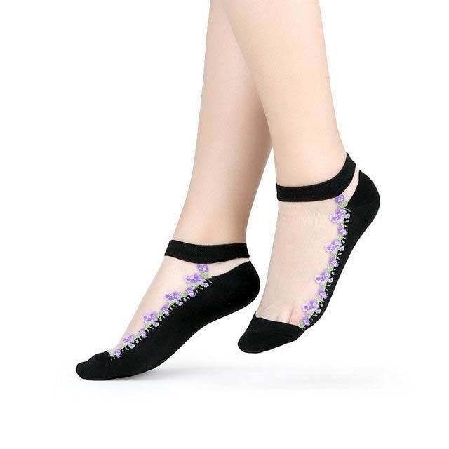 Sexy Lace Mesh Socks Transparent for women Ankle Thin Socks - Mubimart