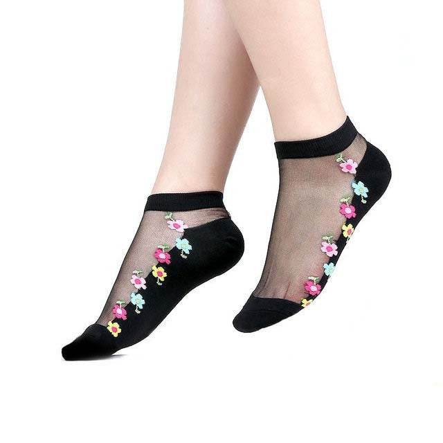 Sexy Lace Mesh Socks Transparent for women Ankle Thin Socks - Mubimart