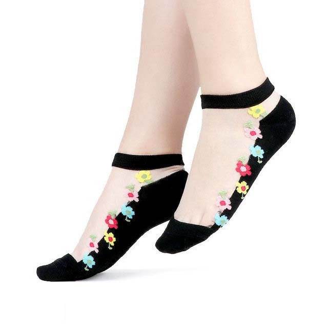 Sexy Lace Mesh Socks Transparent for women Ankle Thin Socks - Mubimart
