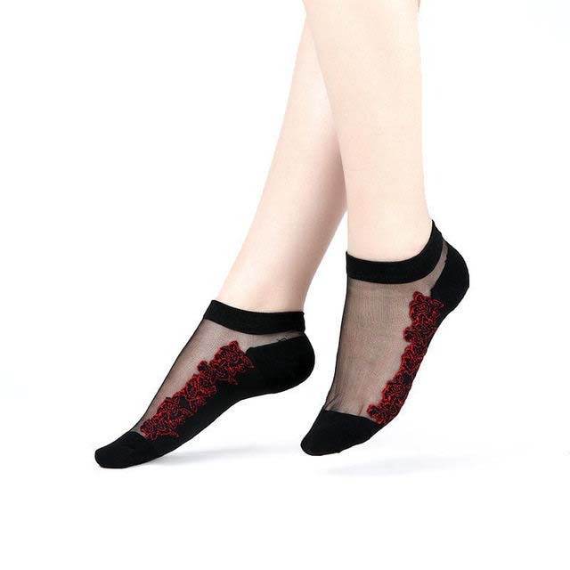 Sexy Lace Mesh Socks Transparent for women Ankle Thin Socks - Mubimart