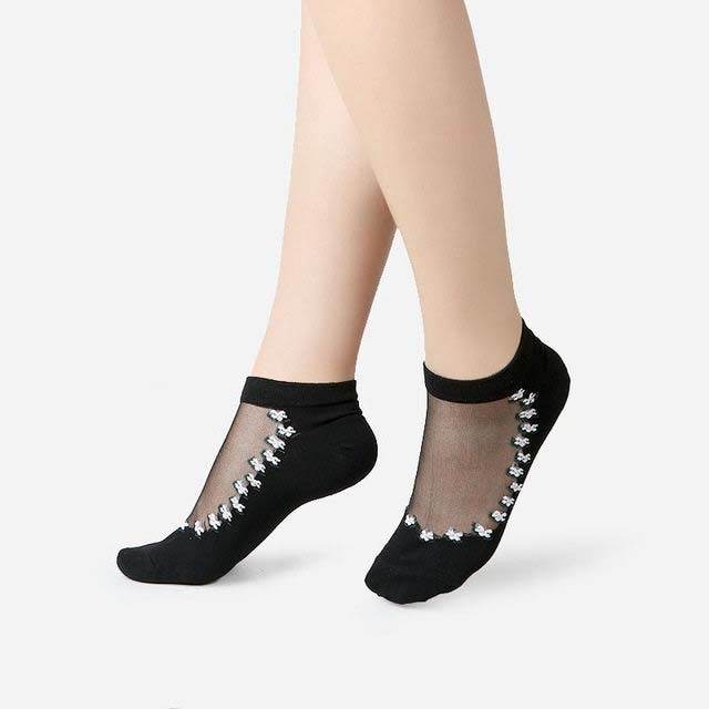 Sexy Lace Mesh Socks Transparent for women Ankle Thin Socks - Mubimart