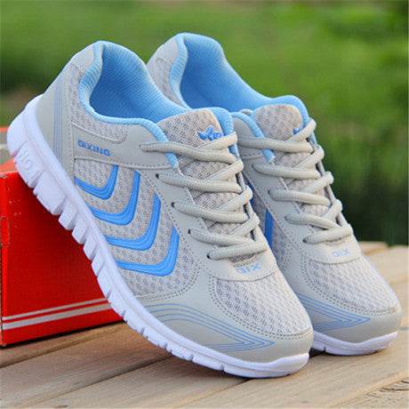Mesh Lace Up Flat Shoes Sneakers Women - Mubimart