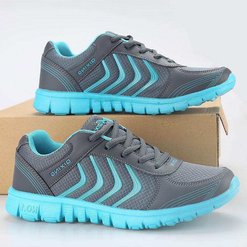 Mesh Lace Up Flat Shoes Sneakers Women - Mubimart