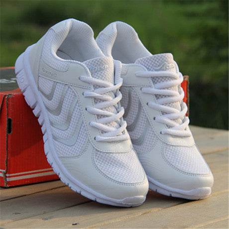 Mesh Lace Up Flat Shoes Sneakers Women - Mubimart