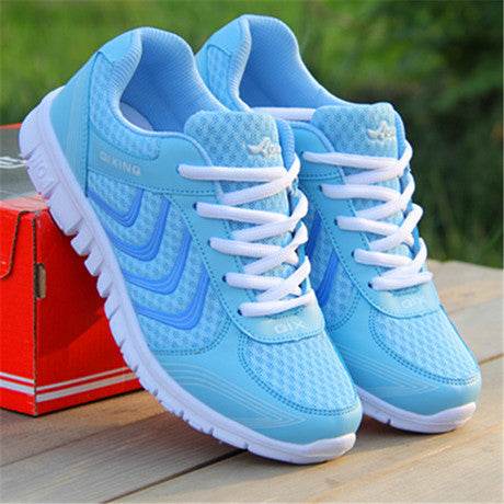 Mesh Lace Up Flat Shoes Sneakers Women - Mubimart
