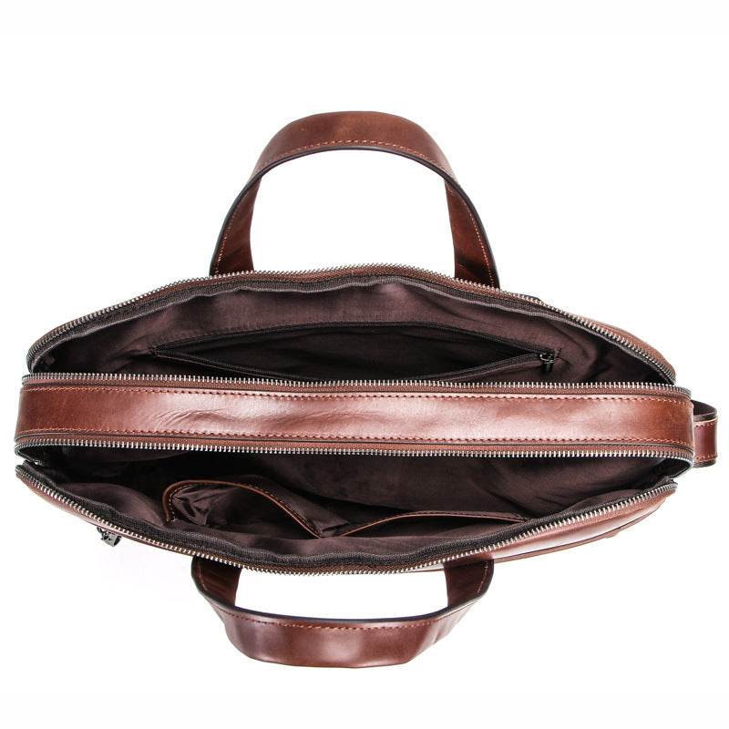 Leather Men's Handbag Multifunctional Briefcase - Mubimart