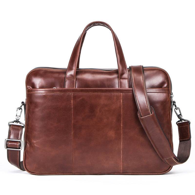 Leather Men's Handbag Multifunctional Briefcase - Mubimart