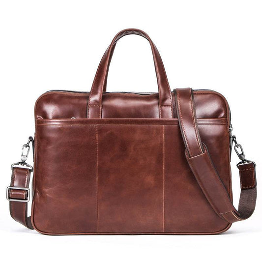 Leather Men's Handbag Multifunctional Briefcase - Mubimart