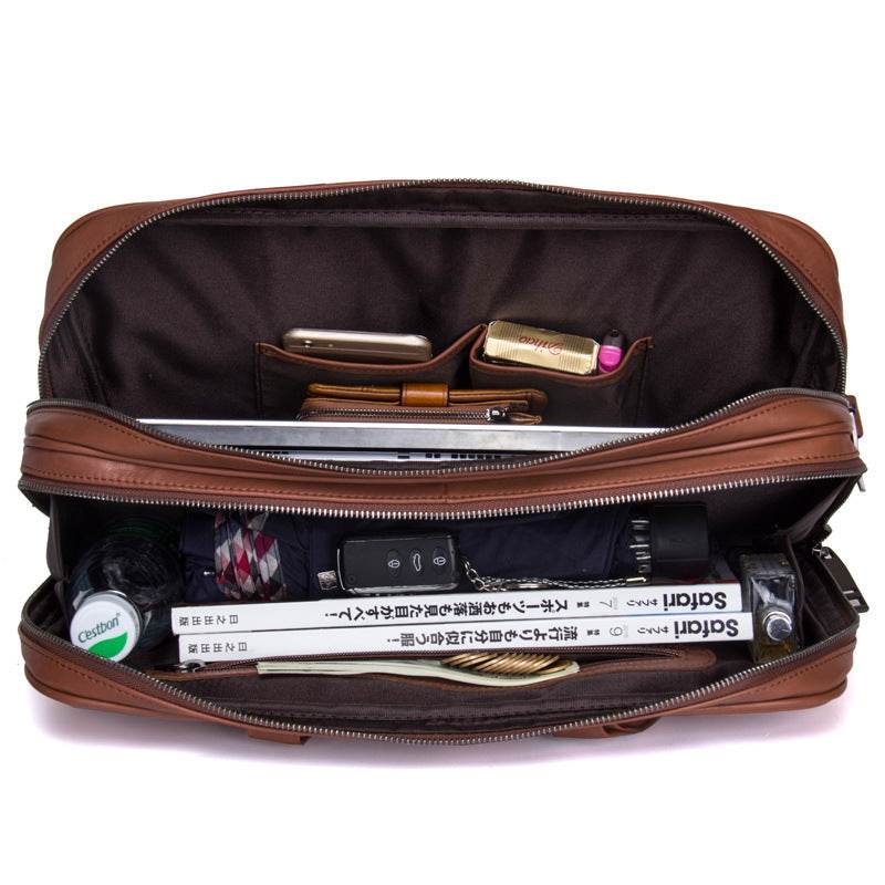 Multifunctional Leather Men's Business Briefcase - Mubimart