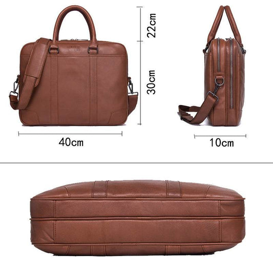Multifunctional Leather Men's Business Briefcase - Mubimart