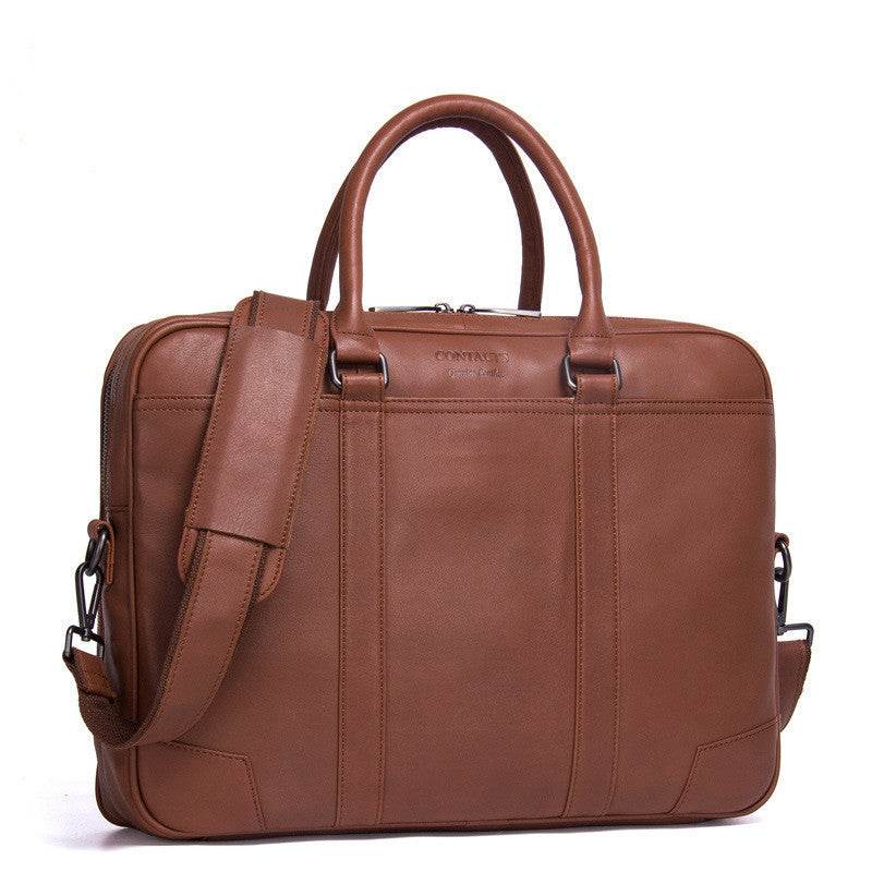 Multifunctional Leather Men's Business Briefcase - Mubimart