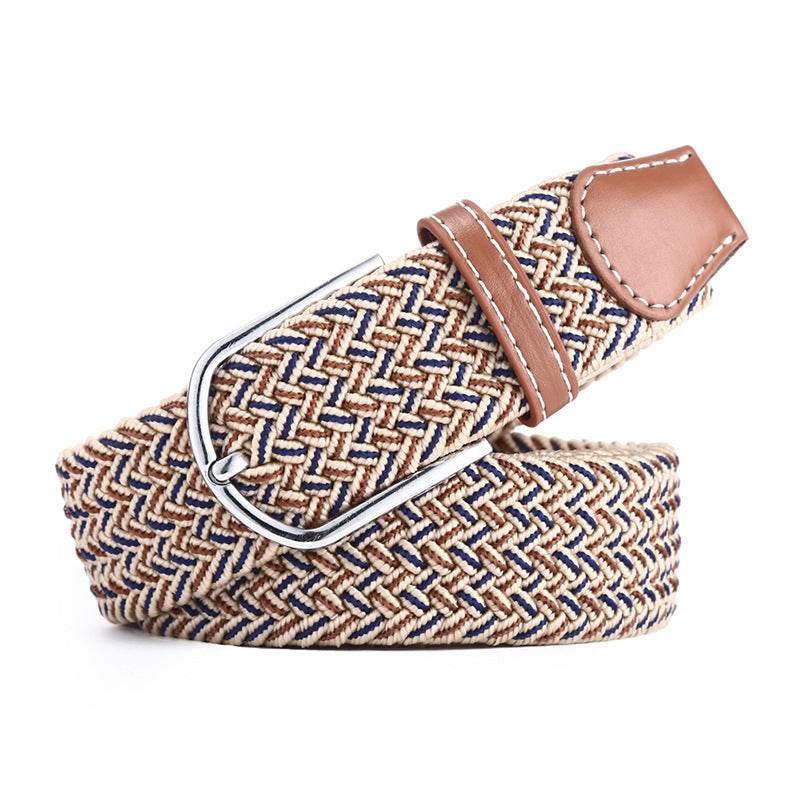 Elastic Woven Belt, Buckle Elastic Belt - Mubimart