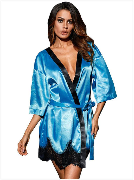Lace Edge Plus Size Oilcloth Nightgown Pajamas - Mubimart