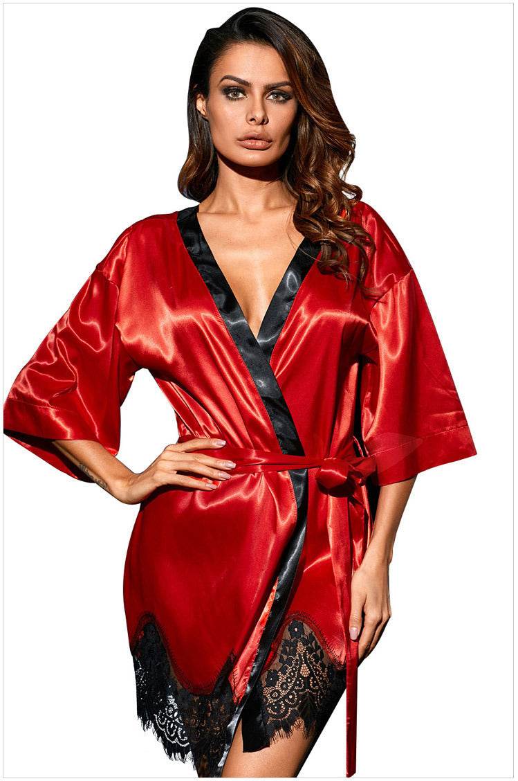 Lace Edge Plus Size Oilcloth Nightgown Pajamas - Mubimart