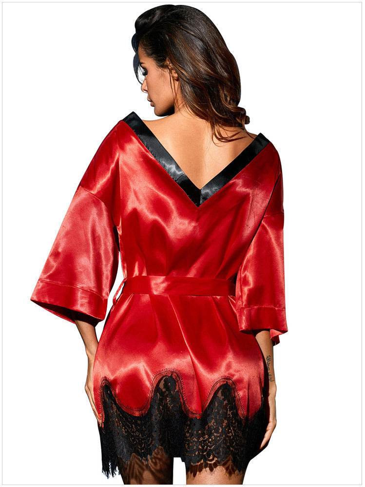 Lace Edge Plus Size Oilcloth Nightgown Pajamas - Mubimart