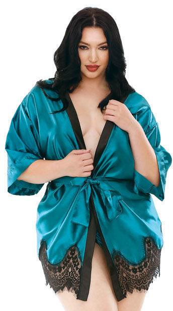 Lace Edge Plus Size Oilcloth Nightgown Pajamas - Mubimart