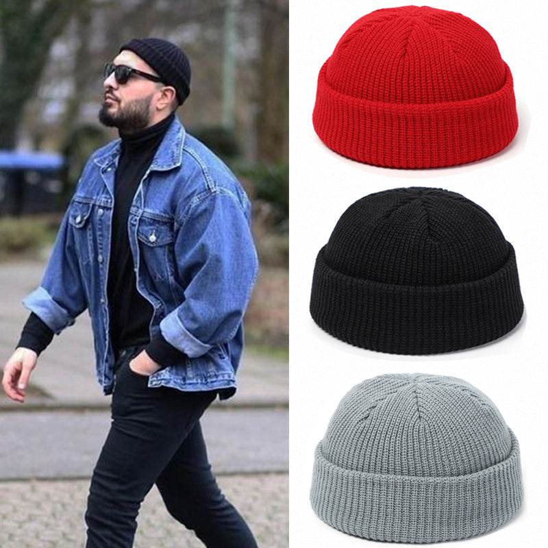 Knitted Hats For Women Skullcap Men Beanie Hat Winter Retro - Mubimart