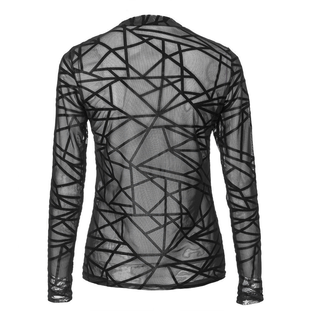 Sexy Women Blouses Transparent Mesh Long Sleeve Tops Tee - Mubimart -  