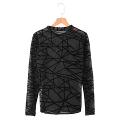 Sexy Women Blouses Transparent Mesh Long Sleeve Tops Tee - Mubimart -  