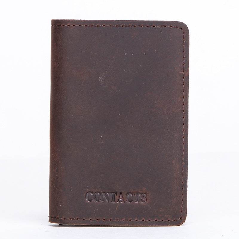 Cowhide Card Holder Card Holder RFID Leather Automatic Card Box - Mubimart