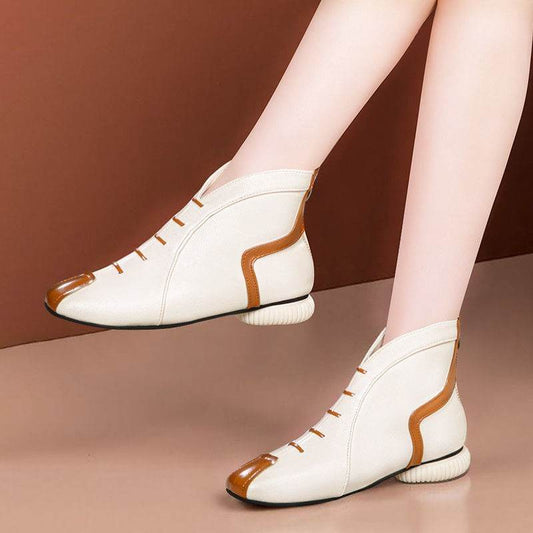 Comfortable Square Toe Boots Plus Velvet Women's Boots - Mubimart