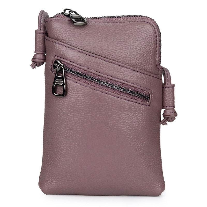Leather Vertical Shoulder Phone Bag Women Messenger Bag - Mubimart