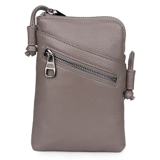 Leather Vertical Shoulder Phone Bag Women Messenger Bag - Mubimart