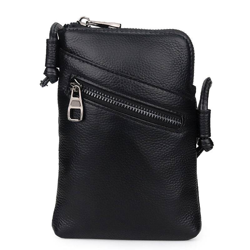 Leather Vertical Shoulder Phone Bag Women Messenger Bag - Mubimart