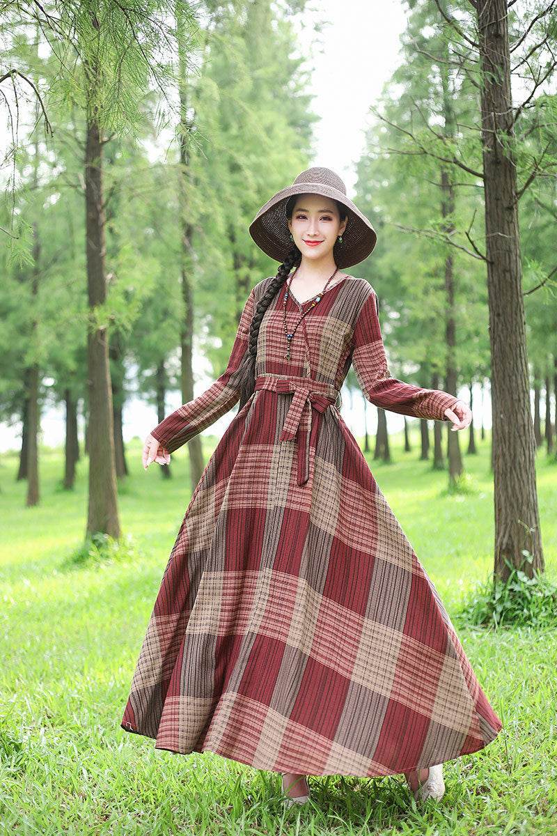 Fashion Plus size Cotton And Linen Mid-length Dress Loose And Thin Long Skirt - Mubimart