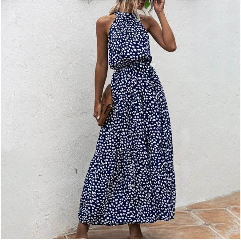 Printed maxi lace dress - Mubimart