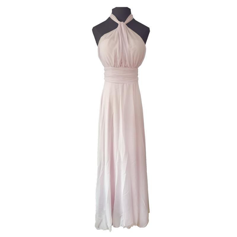 Long Formal Pink Halter Party Prom Bridesmaid Maxi Dress - Mubimart - Plus Size Prom Dress 