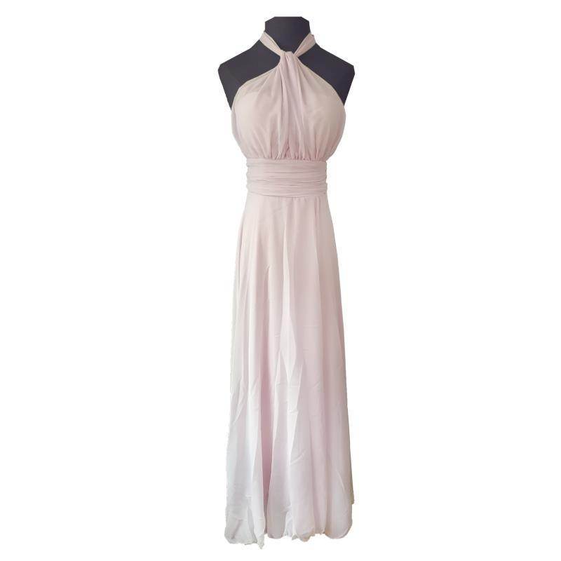 Long Formal Pink Halter Party Prom Bridesmaid Maxi Dress - Mubimart