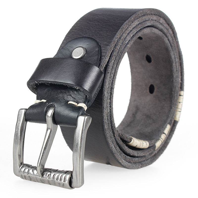 Men's First Layer Cowhide Washed Retro Belt - Mubimart