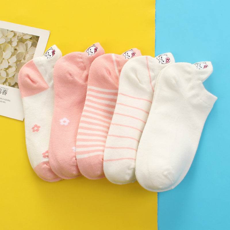 Women's Striped Low-Cut Cotton Socks Korean Version - Mubimart
