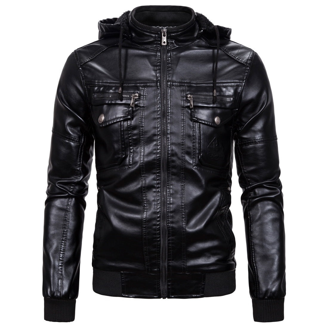 Fleece Warme Lederjacke Mit Kapuze Lederjacke