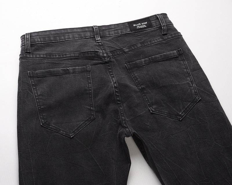 Snowflake washed slim-fit jeans - Mubimart