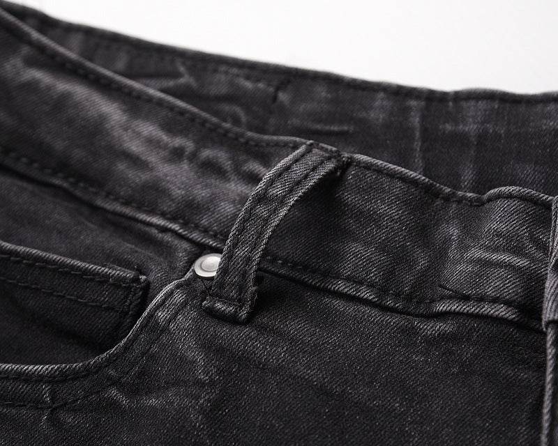 Snowflake washed slim-fit jeans - Mubimart