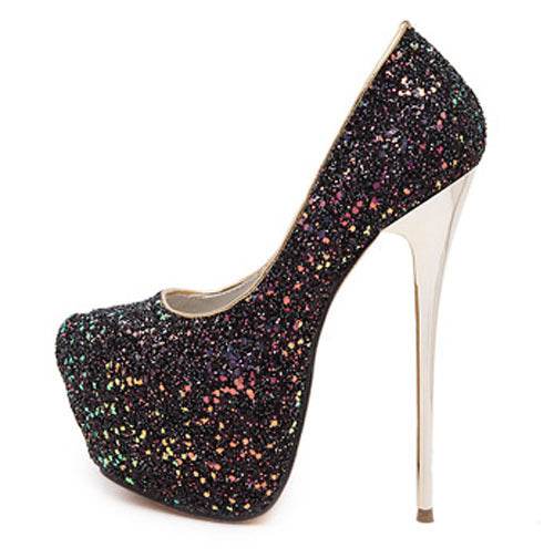 Stiletto Platform Women's Sexy Sequined High Heels - Mubimart