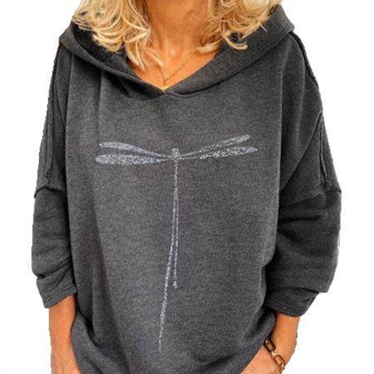Printed Hooded Women's Explosive Plus Size Long Sleeve Sweatshirt - Mubimart