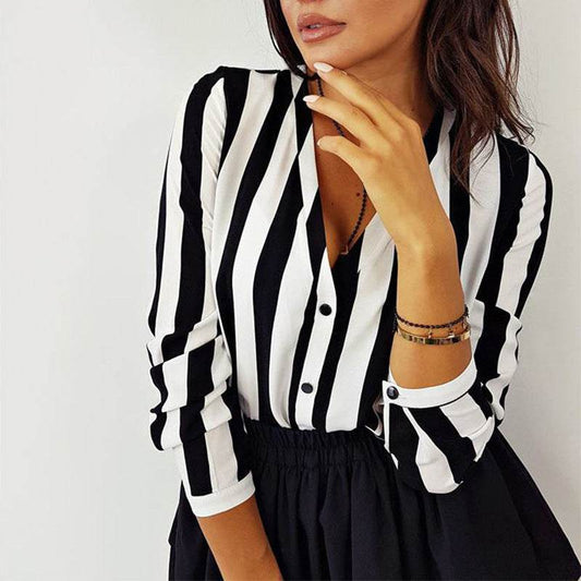 Autumn Casual Ladies Office Blouses Sexy Top - Mubimart