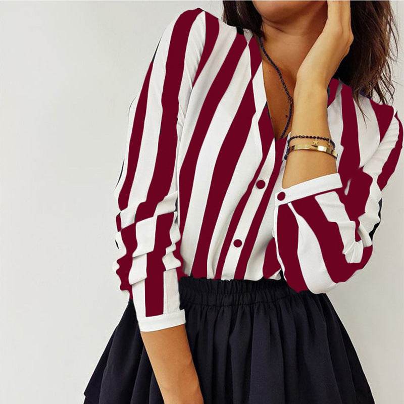Autumn Casual Ladies Office Blouses Sexy Top - Mubimart