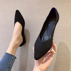 Women's Woven Pointed-toe Flat Knit Single Shoes