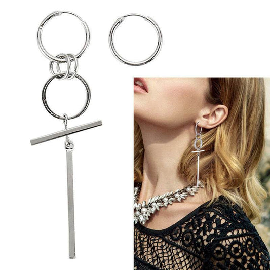 Asymmetrical Long Circle Earrings For Men And Women - Mubimart