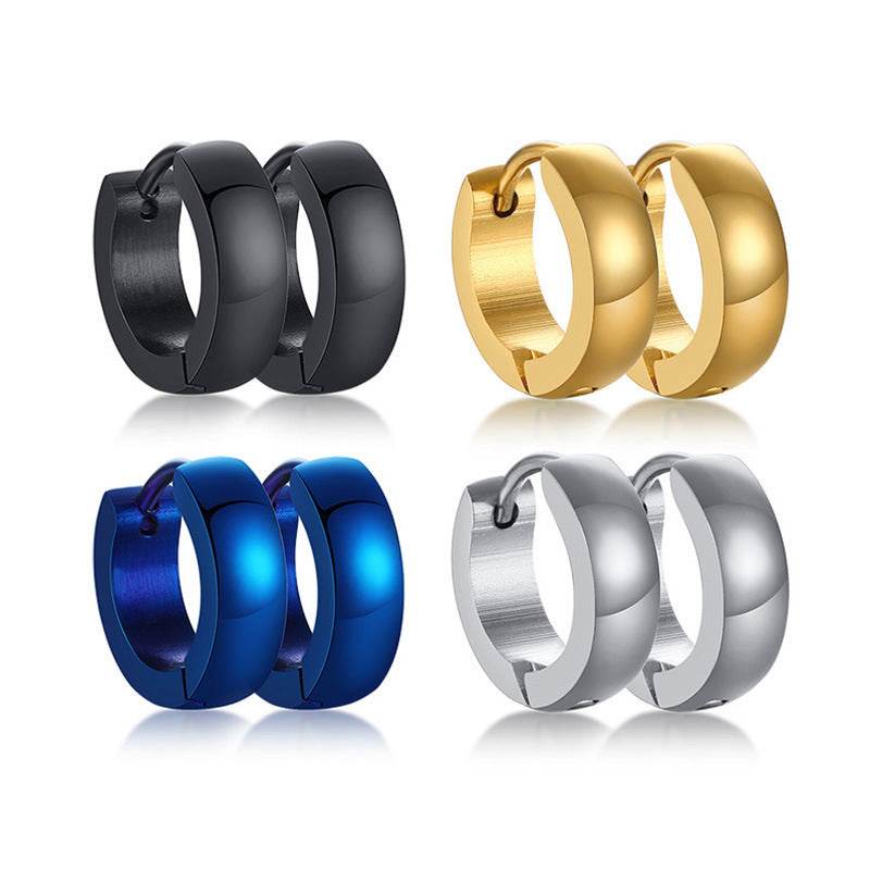 Stainless Steel Light Body Inner Sand Earrings Japanese And Korean Simple Men - Mubimart