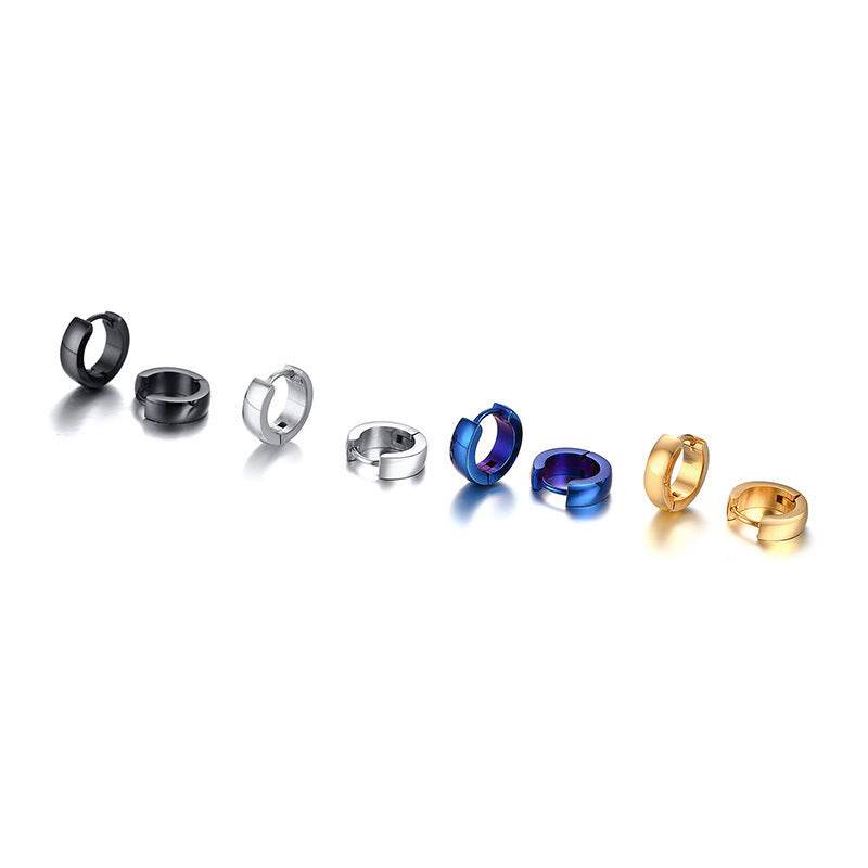 Stainless Steel Light Body Inner Sand Earrings Japanese And Korean Simple Men - Mubimart