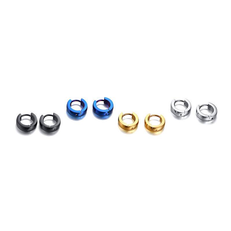 Stainless Steel Light Body Inner Sand Earrings Japanese And Korean Simple Men - Mubimart